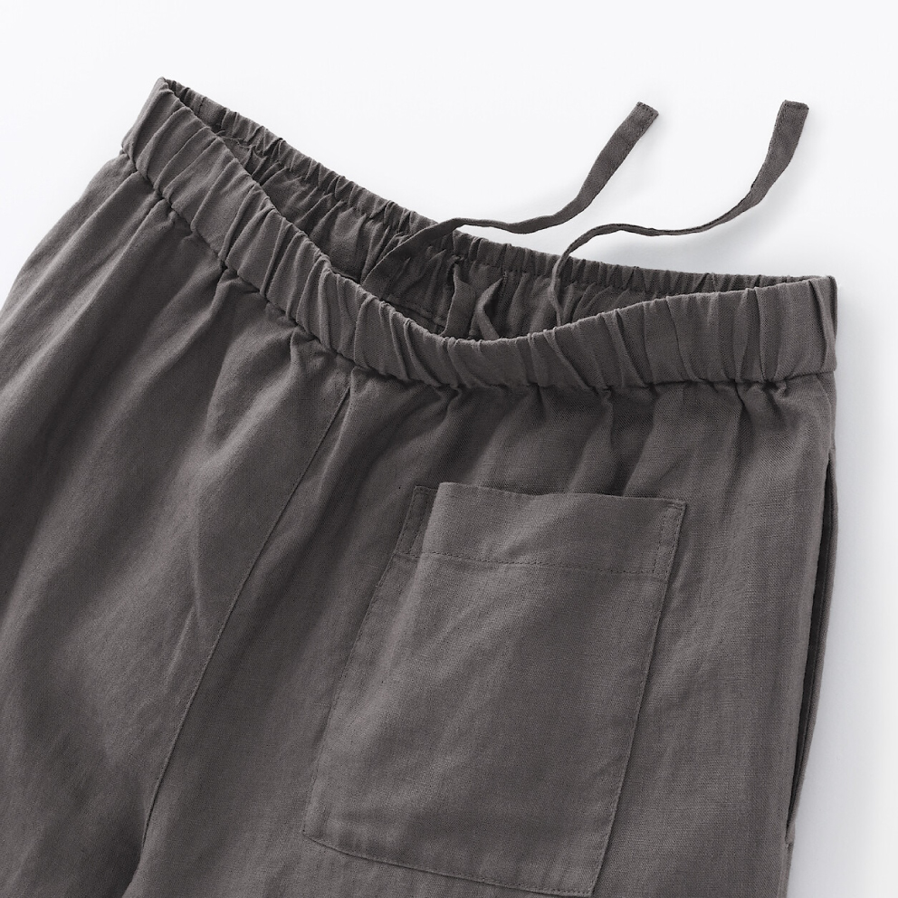 婦人　リネン　洗いざらし長袖シャツワンピース ピンク Lサイズの着用イメージ